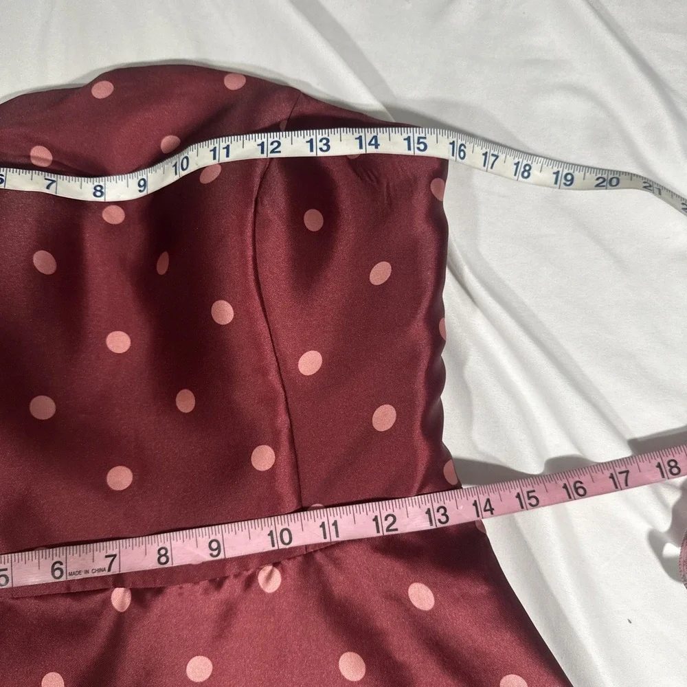 NEW $350 Hutch [ 4 ] Victoria Polka‎ Dot Strapless Gown in Pomegranate Red Q1297